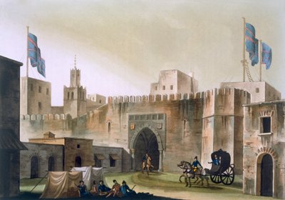 Beb Kar, indgangen til Tunis, med europæere i hestetrukne koncerter, ca. 1820