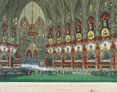 Kroningen af Ferdinand I i Milanos katedral, 6. september 1838 af Italian School
