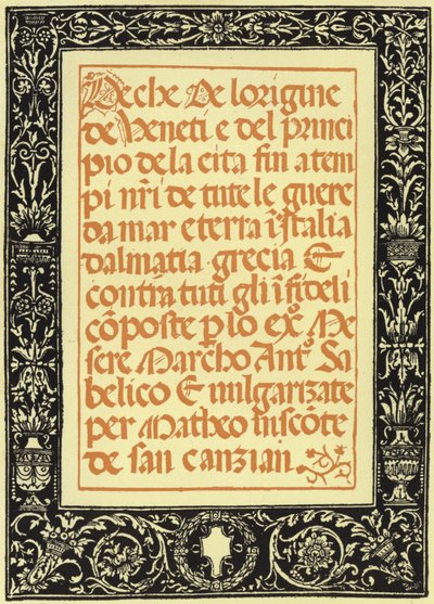 Marco Antonio Sabellicos krønike af Italian School