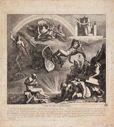 Napoleons fald - tegneserie om Italiens fald, 1814 af Italian School