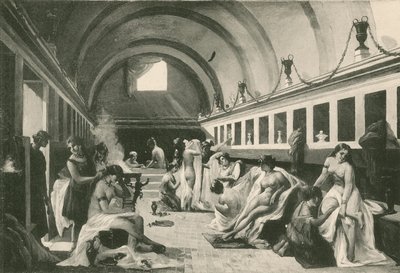 Frigidarium for kvinder i Stabian-badene, som det var (dybtryk) af Italian School
