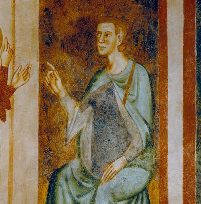 Guvernøren af Antiochia Olibrius, detalje fra episoden af St. Margarets dom, fra freskocyklussen dedikeret til den hellige Margaret af Antiokia af Italian School