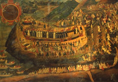 The Great Martyrium of the Fifty-to Martyrs of Nagasaki (1622) af Italian School