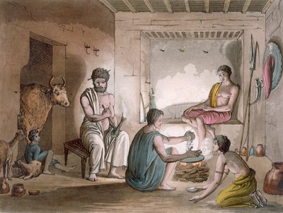 Hazorta-stammen i Abessinien, der bor i klippeudhuggede huse, ca. 1820