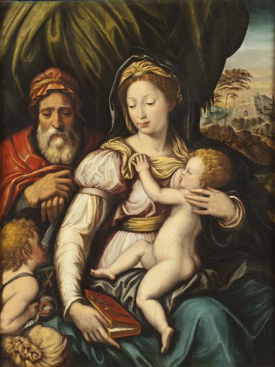 Den hellige familie med spædbarnet St. John af Italian School