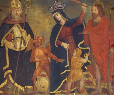 The Madonna of Relief with Saints (tempera på panel) af Italian School