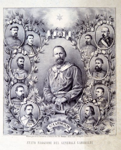 General Garibaldis stab, illustration fra The History of Italy af Italian School