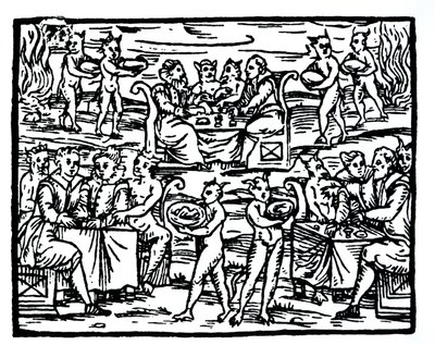 The Witches Sabbath, kopi af en illustration fra Compendium Maleficarum af Fr M Guaccius, Milano 1608, brugt i History of Magic, udgivet sent i det 19. århundrede af Italian School