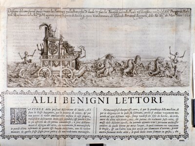 Den allegoriske vogn. Fra Chronicles, der beskriver fejringerne organiseret i Mantua af prinsen af Gonzaga af Italian School