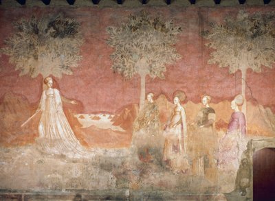 Boldspillet, scene fra legenes cyklus, ca 1445-1450, fresco, Palazzo Borromeo, Milano, Lombardiet, Italien af Italian School