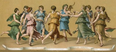 Apollons dans med muserne af Italian School