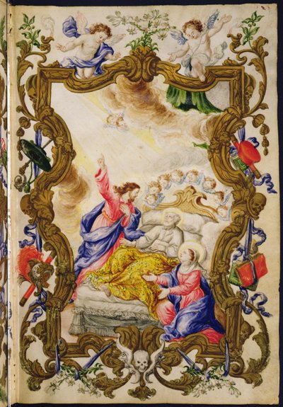 Den kristnes gode død, fra en Mariegola fra læglauget Buona Morte, ca. 1712-14 (blæk på vellum) af Italian School