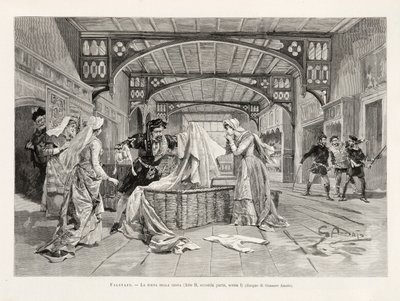 Scenen for kurven (akt II, anden del, scene I) af Giuseppe Verdis opera Falstaff, fra L