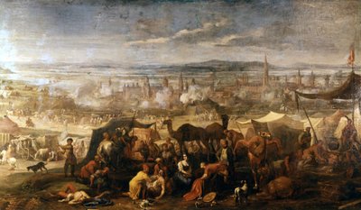 Tyrkernes lejr nær Wien under belejring i 1683. Wien, Arsenal Museum. af Italian School