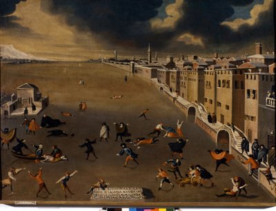 Venedig. Den frosne lagune i kvarteret Fondamenta Nuove i det 18. århundrede. Venedig, Querini Billedgalleri - Stampalia. af Italian School