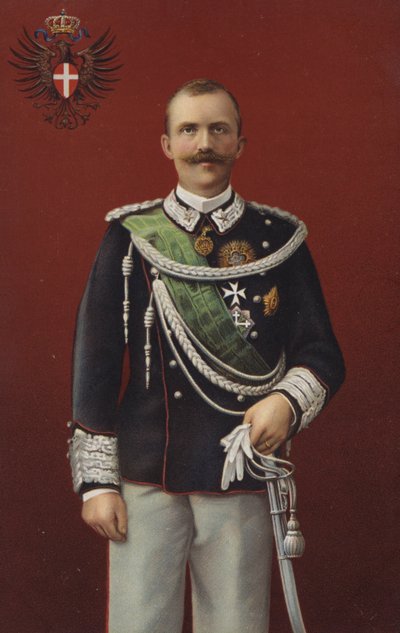 Victor Emmanuel III, konge af Italien (chromolitho) af Italian School