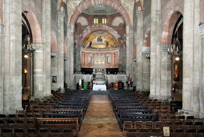 Udsigt fra skibet (1100-tallet) af Italian School