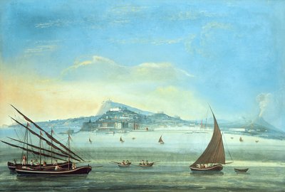 Udsigt over Napoli (gouache på panel) (se også 207963, 207965, 207966) af Italian School