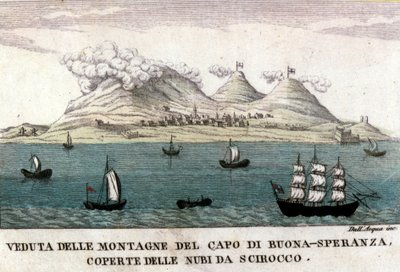 Udsigt over bjergene i Cape of Good Esperance af Italian School