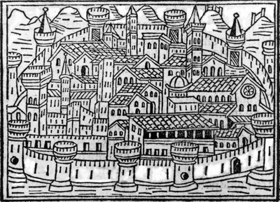 Muret by fra Supplementum Chronicarum af Giacomo Filippo Foresti, 1506 af Italian School