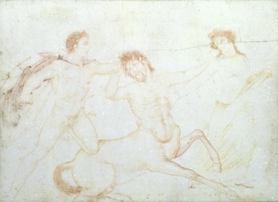 En kentaurs død, muligvis Eurytus og Pirithous, Herculaneum (enkaustisk maling på marmor) af Italian School Italian School