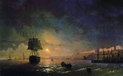 Russisk: "Udsigt over Odessa i måneskinsnat" Odessa i måneskinslys af Ivan Aivazovsky