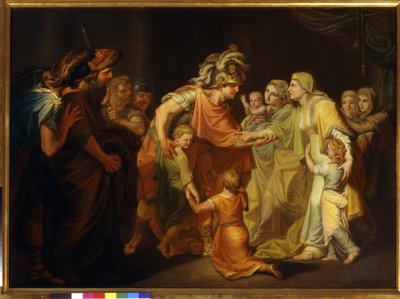 Den russiske prins Svyatoslav I (ca. 945-972) finder sin familie i kyiv efter felttoget ved Donau i 967. Maleri af Ivan Akimovich Akimov (1754-1814) af Ivan Akimovich Akimov