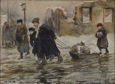 Transporting food on a sled, 1923.dani af Ivan Alexeyevic Vladimirovh