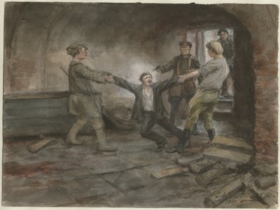 Mand tilbageholdt og henrettet fra serien af akvareller russiske revolution, 1919 af Ivan Alexeyevich Vladimirov