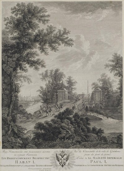 Udsigt over Connetable Square fra Stone Bridge i Gatchina, 1800 af Ivan Dmitryevich Telegin