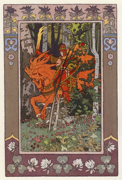 Illustration til Vassilisa The Beautiful (farve litho) af Ivan Yakovlevich Bilibin