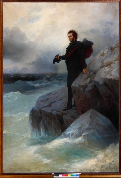 Farvel, frit element, o Hav! Alexander Pushkin ved Sortehavet, 1877. af Ivan Konstantinovich Aivazovsky
