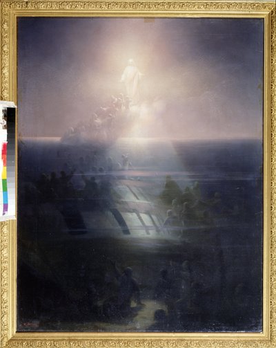 Det 84-kanoners skib Lefort, sank i 1856 under Krimkrigen (1853-1856). ((Sænkning af 84 kanonskibet Lefort i 1856). Maleri af Ivan Konstantinovich Aivazovsky (1817-1900). Olie på lærred af Ivan Konstantinovich Aivazovsky