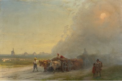 Oksekærrer i den ukrainske steppe af Ivan Konstantinovich Aivazovsky