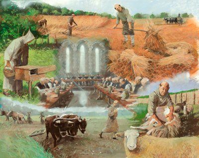 Munke på arbejde, c1200-tallet, c1990-2010 af Ivan Lapper