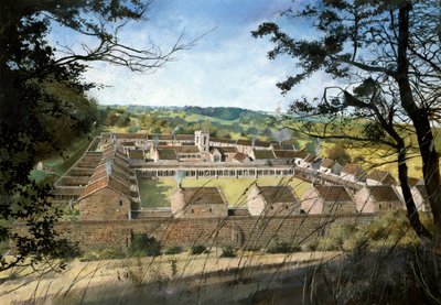 Mount Grace Priory (akvarel på papir) af Ivan Lapper