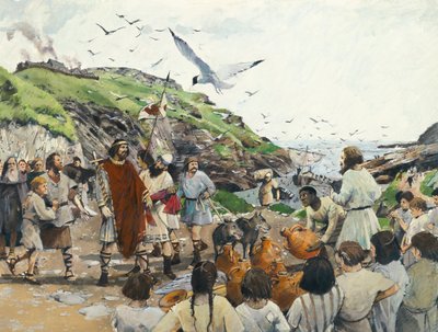 Tintagel Castle Legendariske fødested for King Arthur, Cornwall, Dark Ages, 1994. af Ivan Lapper