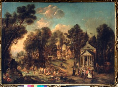 Temple Celebration - Maleri af Ivan Michailovich Tankov (Tonkov) (1740-1799), olie på lærred af Ivan Michailovich Tankov