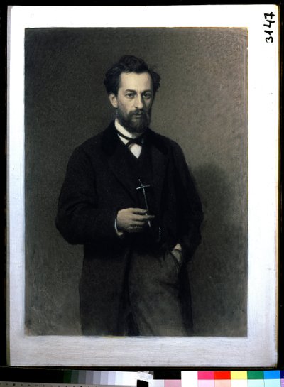 Portræt af kunstneren Mikhail Konstantinovich Klodt baron von Jurgensburg (Michail Clodt, Michael Konstantinow Clodt) (1832-1902) (Portræt af kunstneren M.K.Clodt). Maleri af Ivan Nikolayevich Kramskoi (1837-1887), olie på lærred af Ivan Nikolaevich Kramskoy
