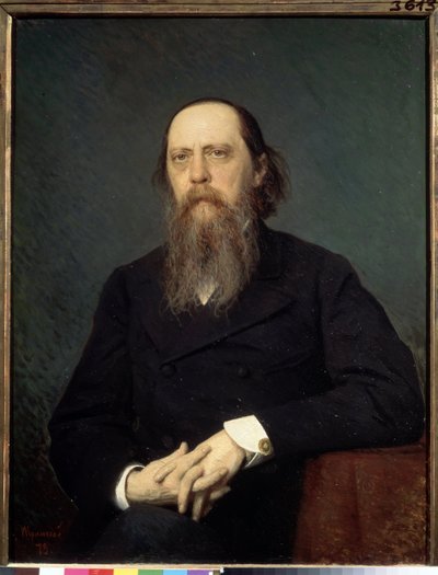 Portræt af forfatteren Mikhail Saltykov-Shchedrin (Saltykov Shchedrin, Saltykov-Shchedrin, Saltykov Shchedrin) (1826-1889) (Portræt af forfatteren M. Saltykov Shchedrin). Maleri af Ivan Nikolayevich Kramskoi (1837-1887), olie på lærred af Ivan Nikolaevich Kramskoy