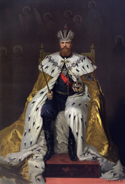 Kroningsalbum af tsar Alexander III af Rusland (1845-1894) og kejserinde Maria Feodorovna (Dagmar af Danmark) (1847-1928) - Kroningsportræt af kejser Alexander III (Fra kroningsalbummet) af Kramskoi, Ivan Nikolayevich (Nicolaie) af Ivan Nikolaevich Kramskoy