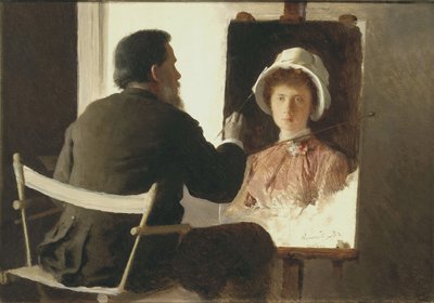 Kramskoy maler et portræt af sin datter, 1884 af Ivan Nikolaevich Kramskoy