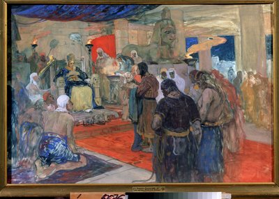 Egyptisk oldtid: "en farao foran sit hof", ca. 1900 af Ivan Silych Goriuschkin-Sorokopudov