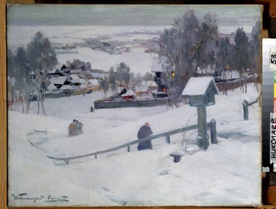Vinteraften, 20. århundrede (olie på lærred) af Ivan Silych Goriuschkin-Sorokopudov