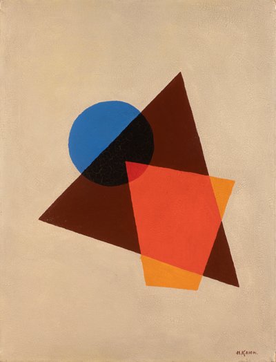 Komposition med gennemsigtig rød, brun og blå, 1920. af Ivan Vassilyevich Klyun