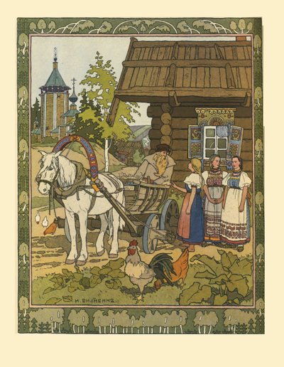 Illustration til eventyret Fjeren af Falken Finist, 1901-1902 af Ivan Yakovlevich Bilibin