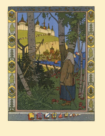 Illustration til eventyret Fjeren af Falken Finist, 1901-1902 af Ivan Yakovlevich Bilibin