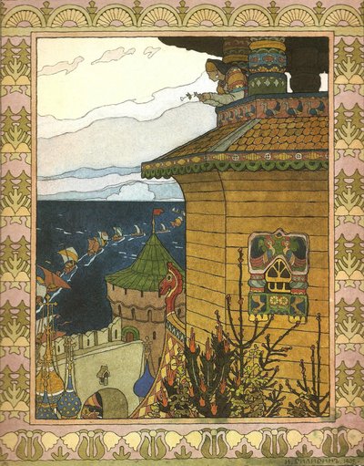Illustration til eventyret Den hvide and, 1902 af Ivan Yakovlevich Bilibin