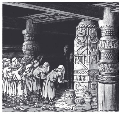 Tilbedelsen af guden Svetovid, 1934 af Ivan Yakovlevich Bilibin