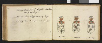 Illustration hentet fra et privat arkiv i Nationalbiblioteket med titlen Insignia quædam virorum illustrium in Norvegia quodam habitantium af Iver Nielssøn Hirtzholm af Iver Hirtzholm